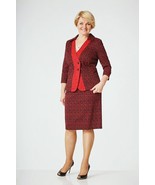 EUROPEAN SKIRT SET DARK RED Classic style 3/4 sleeves Plus size Party Of... - £226.78 GBP