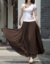Brown Chiffon Maxi Skirt Outfit Women Custom Plus Size Maxi Chiffon Skirts image 3