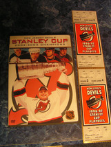 Lot Of 3 NJ Devils Stanley Cup DVD 2002-2003 And 2 Stanley Cup Tickets 1... - £9.28 GBP
