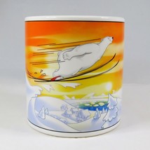 1990s Coca-Cola Brand Stoneware by Sakura Polar Bear Skiing Coffee Mug - £7.66 GBP
