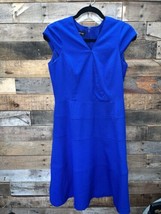 Jones New York Blue V-Neck Cap Sleeve Blue Fit and Flare Dress Size 8 - £20.66 GBP