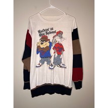 1990s Looney Tunes Taz Bugs Bunny Kickin&#39; It Old School Grunge Shirt Swe... - $28.00