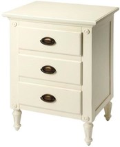 Nightstand Antique Brass Distressed White Resin Components Mahogany - £613.93 GBP
