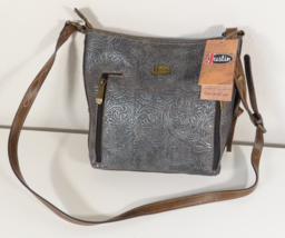 Justin Boots Women&#39;s Leather Purse Concealed Carry Blue Gray Floral Western - $64.30