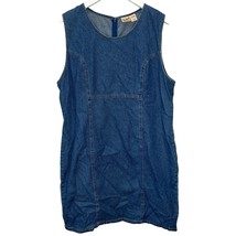 Woolrich Denim Jean Sleeveless Sheath Dress Size XL Blue Scoop neck Midi Jumper - £43.35 GBP