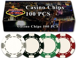 DA VINCI 100 6-Stripe Design 11.5 Gram Poker Chips in Las Vegas Gift Box - $25.49