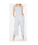 Monteau Womens Petite PXL White Blue Striped Smocked Jumpsuit NWT CO52 - $34.29