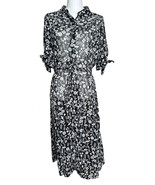 Womens Calvin Klein Black White Floral Print Sheer Dress Kaftan Swim Cov... - $22.76