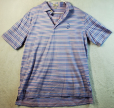 Peter Millar Polo Shirt Mens Large Multi Striped 100% Cotton Short Sleeve Collar - £16.98 GBP