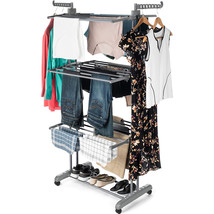 4Tier Clothes Drying Rack Collapsible Rolling Clothing Rack Garment Laun... - £56.74 GBP