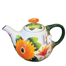 Gerber Daisy Teapot Ceramic Kitchen Decorative Collectable Blue Sky Goldminc - $47.49