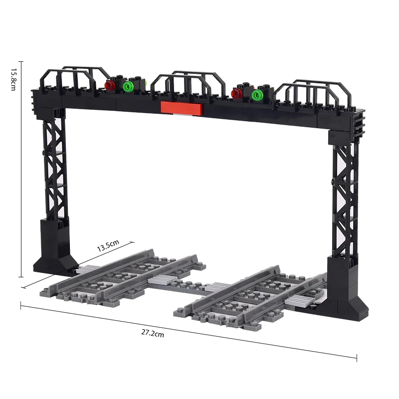 MOC Creative Expert Ideas City Double Track Train Traffic Light Urban Road Signs - £12.34 GBP