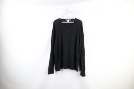 Vintage 90s Streetwear Mens XL Faded Blank Lightweight Knit V-Neck Sweater Black - £39.65 GBP