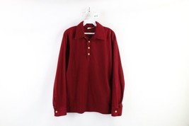 Vintage 70s Streetwear Mens Medium Blank Velour Collared Long Sleeve Pol... - $59.35