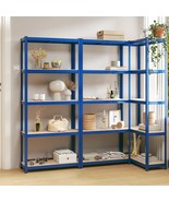 vidaXL 5-Layer Shelves 3 pcs Blue Steel&amp;Engineered Wood - £188.87 GBP