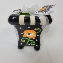 Alicia Tourney Designs Ceramic Whimsical Stripped Flower Footed Vase Pot... - $22.76