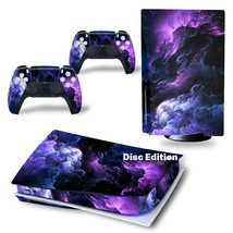 For PS5 Disc Edition Console &amp; 2 Controller Rolling Cloud Vinyl Wrap Skin Decal - £13.51 GBP