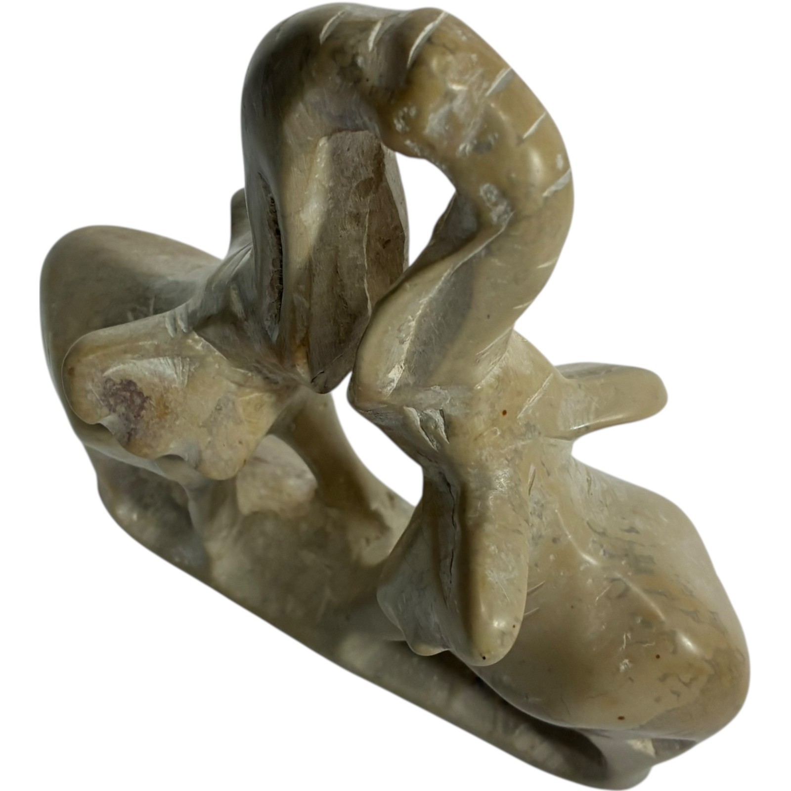 kissing elephants hand carved from ivory colored soapstone by craftsman of kenya Item image 8