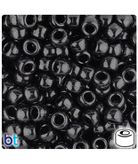 BeadTin Black Opaque 9mm Barrel Plastic Pony Beads (500pcs) - $55.85 MXN