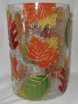 Yankee Candle Clear Crackle Large Jar Holder J/H FALL LEAVES oranges greens reds - £57.16 GBP