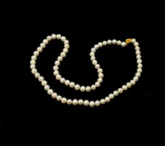 28.5&quot; 9-10mm Freshwater Cultured Pearl Hand Knotted Necklace 23k gold plated #A - £146.40 GBP