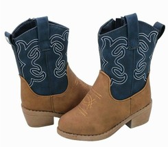 Girls Nicole Miller Cowboy Boots Size 7 8 9 or 10 Faux Leather Embroidered - £13.53 GBP
