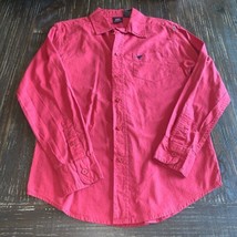 Boys Size Large 10-12 Wrangler Jeans Co Red Button Up Long Sleeve Shirt Top - £14.37 GBP