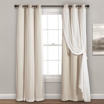 Lush Decor Sheer Grommet Panel With Insulated Blackout Lining, Room, Wheat - £32.70 GBP