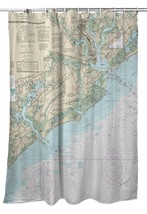 Betsy Drake Charleston Harbor and Approaches, SC Nautical Map Shower Curtain - £86.84 GBP