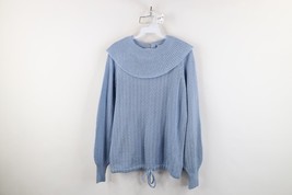 Vintage 70s Streetwear Womens Large Lightweight Crochet Ribbed Knit Swea... - $39.55