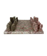 Hand Carved 10x10 Pink Brown Onyx Solid Stone Chess Set - £62.51 GBP