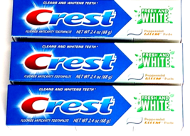 3 X Crest Fresh And White Peppermint Gleem Toothpaste 2.4 Oz EXP2025 - £15.49 GBP