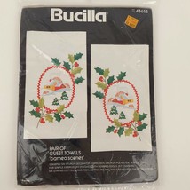 Bucilla Cameo Scenes Guest Towels 48655 Embroidery Kit Set Of 2 Christmas Sealed - £9.61 GBP