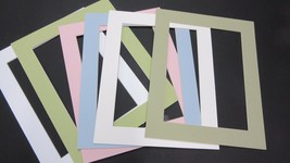 Picture Framing Mats 8x10 for 6x8 photo pastel colors SET OF 8 - £12.58 GBP
