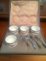 Antique set of 4 salt cellars ( Sevres ) with silver spoons Koch &amp; Bergfeld - £299.75 GBP