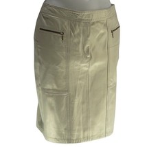 VS2 by VAKKO Skirt Paneled Shimmery Ivory Leather Pencil Women&#39;s Size 8 - $53.99