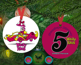 Wacky Races COMPACT PUSSYCAT 3.9&quot; Aluminum 2 Sided Christmas Ornament + Ribbon - £11.93 GBP