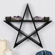 Light Duty Black Sacred Pentagram Star Wicca Wall Floating MDF Wood Shelf Decor - £31.41 GBP