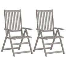 Garden Chair Set of 2 Grey Solid Acacia Wood Standard Foldable - $3,004.11 MXN