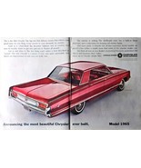 Vintage 1965 Chrysler New Yorker 2 Page Print Ad Large Magazine Ad Man Cave - $14.42 CAD