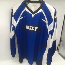 Mens Bilt Jersey Dirt Bike Motocross Small  White Blue Motox Long Sleeve - £13.55 GBP