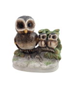 Vintage 4&quot; Homco Ceramic Owl Mama &amp; Owlette Babies Figurine #1298 - £15.46 GBP