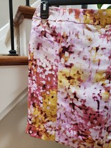 Ann Taylor LOFT Pink &amp; Yellow Floral Watercolor Flat Front Pocket Skirt ... - $26.00