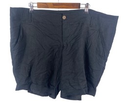 Kenar Shorts Size 24W Linen Blend Black Womens High Rise Waist Chino Poc... - $39.62