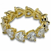4.5mm Imitación Diamante 14K Oro Amarillo Chapado Eternidad Completo Alianza Aro - £217.79 GBP