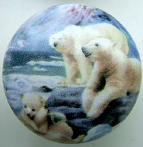 Ceramic Cabinet Knobs American Polar Bear Family Wildlife - £4.16 GBP