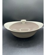 Wedgwood vegetable bowl with lid. White & brown bone china "Havana" VTG 50's UK - $38.21