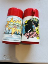 Vintage 80’s Lazer Tag And Dick Tracy Thermos 1986 Worlds of Wonder Lunc... - $19.01