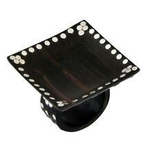 Artisan Crafted Sterling Silver and Ebony Wood Concave Square Ring, SIZE 8 - £28.24 GBP
