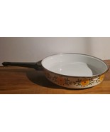 Vintage JMP Spain Capri Floral Enamelware Graniteware 10&quot; Frying Pan No Lid - £29.40 GBP